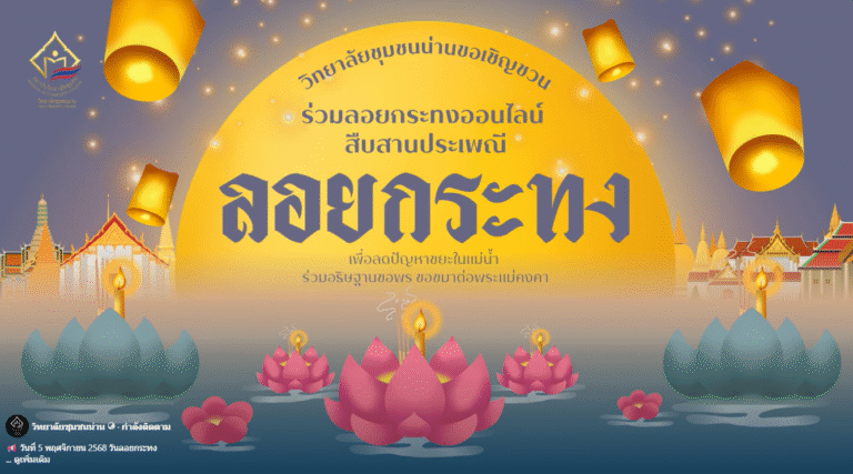 วิทยาลัยชุมชนน่าน ขอเชิญชวนมาร่วมสร้างกระทง ออนไลน์ เพื่อลดปัญหาขยะในแม่น้ำ ร่วมอธิษฐานขอพร ขอขมาต่อพระแม่คงคา